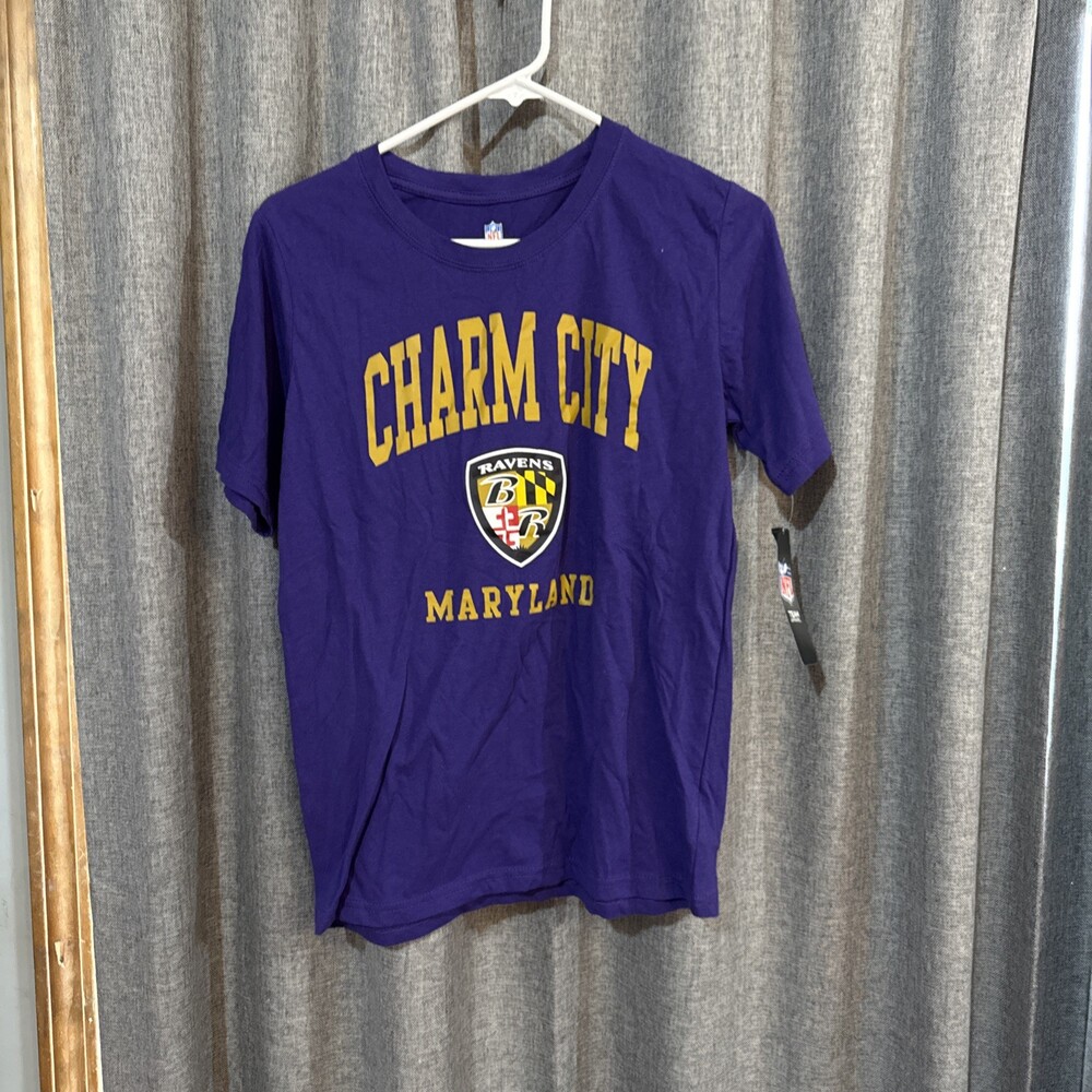 Nfl Baltimore Ravens Charm City Maryland T-Shirt Large 14/16